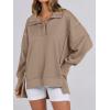 image:imageANRABESS Womens Sweatshirts Oversized Casual Loose Button Up Henley Pullover Top High Low Split 2025 Fall Fashion OutfitsKhaki