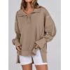 image:imageANRABESS Womens Sweatshirts Oversized Casual Loose Button Up Henley Pullover Top High Low Split 2025 Fall Fashion OutfitsKhaki