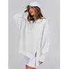 image:imageANRABESS Womens Sweatshirts Oversized Casual Loose Button Up Henley Pullover Top High Low Split 2025 Fall Fashion OutfitsLight Grey