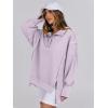 image:imageANRABESS Womens Sweatshirts Oversized Casual Loose Button Up Henley Pullover Top High Low Split 2025 Fall Fashion OutfitsLight Purple