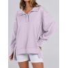 image:imageANRABESS Womens Sweatshirts Oversized Casual Loose Button Up Henley Pullover Top High Low Split 2025 Fall Fashion OutfitsLight Purple