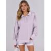image:imageANRABESS Womens Sweatshirts Oversized Casual Loose Button Up Henley Pullover Top High Low Split 2025 Fall Fashion OutfitsLight Purple