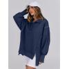 image:imageANRABESS Womens Sweatshirts Oversized Casual Loose Button Up Henley Pullover Top High Low Split 2025 Fall Fashion OutfitsNavy Blue