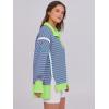 image:imageANRABESS Womens Sweatshirts Oversized Casual Loose Button Up Henley Pullover Top High Low Split 2025 Fall Fashion OutfitsPink Green