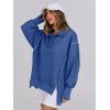 image:imageANRABESS Womens Sweatshirts Oversized Casual Loose Button Up Henley Pullover Top High Low Split 2025 Fall Fashion OutfitsRoyal Blue