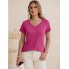 image:imageANRABESS Womens Tops Short Sleeve V Neck Shirts Summer Basic Tee Trendy Cute Tshirts 2026 Spring Casual OutfitsHot Pink