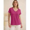 image:imageANRABESS Womens Tops Short Sleeve V Neck Shirts Summer Basic Tee Trendy Cute Tshirts 2026 Spring Casual OutfitsHot Pink
