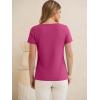image:imageANRABESS Womens Tops Short Sleeve V Neck Shirts Summer Basic Tee Trendy Cute Tshirts 2026 Spring Casual OutfitsHot Pink