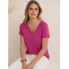 image:imageANRABESS Womens Tops Short Sleeve V Neck Shirts Summer Basic Tee Trendy Cute Tshirts 2026 Spring Casual OutfitsHot Pink