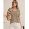 image:imageANRABESS Womens Tops Short Sleeve V Neck Shirts Summer Basic Tee Trendy Cute Tshirts 2026 Spring Casual OutfitsLight Khaki