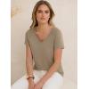 image:imageANRABESS Womens Tops Short Sleeve V Neck Shirts Summer Basic Tee Trendy Cute Tshirts 2026 Spring Casual OutfitsLight Khaki