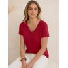 image:imageANRABESS Womens Tops Short Sleeve V Neck Shirts Summer Basic Tee Trendy Cute Tshirts 2026 Spring Casual OutfitsRed