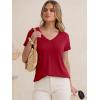 image:imageANRABESS Womens Tops Short Sleeve V Neck Shirts Summer Basic Tee Trendy Cute Tshirts 2026 Spring Casual OutfitsRed