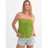 image:imageANRABESS Womens Tube Top Summer Strapless Tie Front Ruched Peplum Flared Hem Cute Bandeau Halter Tops 2026 Vacation OutfitsGreen