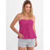 image:imageANRABESS Womens Tube Top Summer Strapless Tie Front Ruched Peplum Flared Hem Cute Bandeau Halter Tops 2026 Vacation OutfitsHot Pink