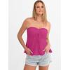 image:imageANRABESS Womens Tube Top Summer Strapless Tie Front Ruched Peplum Flared Hem Cute Bandeau Halter Tops 2026 Vacation OutfitsHot Pink