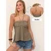 image:imageANRABESS Womens Tube Top Summer Strapless Tie Front Ruched Peplum Flared Hem Cute Bandeau Halter Tops 2026 Vacation OutfitsKhaki