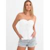 image:imageANRABESS Womens Tube Top Summer Strapless Tie Front Ruched Peplum Flared Hem Cute Bandeau Halter Tops 2026 Vacation OutfitsWhite
