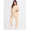 image:imageANRABESS Womens Two Piece Outfits Sweatsuit Lounge Set Long Sleeve Crewneck Sweatshirt Jogger Pants Tracksuit 2025 Fall SetsBeige