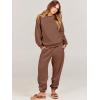 image:imageANRABESS Womens Two Piece Outfits Sweatsuit Lounge Set Long Sleeve Crewneck Sweatshirt Jogger Pants Tracksuit 2025 Fall SetsCoffee