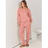 image:imageANRABESS Womens Two Piece Outfits Sweatsuit Lounge Set Long Sleeve Crewneck Sweatshirt Jogger Pants Tracksuit 2025 Fall SetsDark Pink