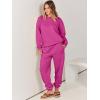 image:imageANRABESS Womens Two Piece Outfits Sweatsuit Lounge Set Long Sleeve Crewneck Sweatshirt Jogger Pants Tracksuit 2025 Fall SetsHot Pink
