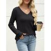 image:imageANRABESS Womens V Neck Sweaters 2025 Fall Long Sleeve Shirts Lightweight Ribbed Knit Basic Casual Office Work Tunic TopsBlack