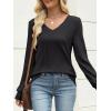 image:imageANRABESS Womens V Neck Sweaters 2025 Fall Long Sleeve Shirts Lightweight Ribbed Knit Basic Casual Office Work Tunic TopsBlack