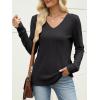 image:imageANRABESS Womens V Neck Sweaters 2025 Fall Long Sleeve Shirts Lightweight Ribbed Knit Basic Casual Office Work Tunic TopsBlack