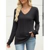 image:imageANRABESS Womens V Neck Sweaters 2025 Fall Long Sleeve Shirts Lightweight Ribbed Knit Basic Casual Office Work Tunic TopsBlack