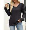 image:imageANRABESS Womens V Neck Sweaters 2025 Fall Long Sleeve Shirts Lightweight Ribbed Knit Basic Casual Office Work Tunic TopsBlack