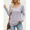 image:imageANRABESS Womens V Neck Sweaters 2025 Fall Long Sleeve Shirts Lightweight Ribbed Knit Basic Casual Office Work Tunic TopsGrey