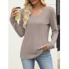 image:imageANRABESS Womens V Neck Sweaters 2025 Fall Long Sleeve Shirts Lightweight Ribbed Knit Basic Casual Office Work Tunic TopsGrey Khaki