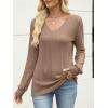 image:imageANRABESS Womens V Neck Sweaters 2025 Fall Long Sleeve Shirts Lightweight Ribbed Knit Basic Casual Office Work Tunic TopsKhaki