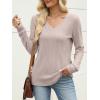 image:imageANRABESS Womens V Neck Sweaters 2025 Fall Long Sleeve Shirts Lightweight Ribbed Knit Basic Casual Office Work Tunic TopsLight Apricot