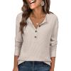 image:imageANRABESS Long Sleeve Shirts for Women Henley Tops Dressy Casual TShirts Blouses 2025 Fall Lightweight SweatersBegie