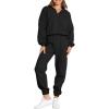 image:imageANRABESS Women 2 Piece Outfits Sweatsuit Oversized Half Zip Sweatshirt Jogger Sweatpants Tracksuit Lounge Set 2025 ClothesBlack