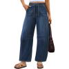 image:imageANRABESS Women Barrel Jeans High Waisted Wide Leg Drawstring Denim Pants Y2K Baggy Loose Fit Trouser Jeans with PocketsDark Blue