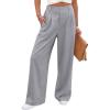 image:imageANRABESS Women Wide Leg Pants Stretchy Work Dress Pants Waffle Knit Business Casual Pull on Palazzo Slacks Trousers OutfitsLight Gray