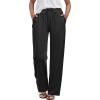 image:imageANRABESS Womens Casual Pants Summer High Waist Drawstring Loose Fit 2026 Beach Lightweight Comfy Lounge Trousers with PocketsBlack