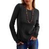 image:imageANRABESS Womens Long Sleeve Waffle Knit Shirts Casual Slim Fitted Crew Neck Thermal Tops Basic Tee 2026 Fall Trendy OutfitsBlack