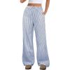image:imageANRABESS Womens Striped Gingham Pants 2026 Spring Pajama Lounge Boxer Pants Casual Wide Leg Drawstring PJ Bottoms TrousersBlue White Stripe