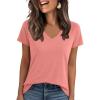 image:imageANRABESS Womens Tops Short Sleeve V Neck Shirts Summer Basic Tee Trendy Cute Tshirts 2026 Spring Casual OutfitsCoral