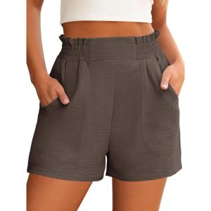 image:imageANRABESS Shorts for Women Summer Casual Elastic High Waisted Wide Leg Cute Dressy Beach Shorts 2026 Vacation Beach ClothesCoffee
