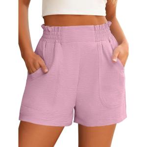 image:imageANRABESS Shorts for Women Summer Casual Elastic High Waisted Wide Leg Cute Dressy Beach Shorts 2026 Vacation Beach ClothesDusky Pink