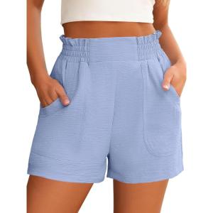 image:imageANRABESS Shorts for Women Summer Casual Elastic High Waisted Wide Leg Cute Dressy Beach Shorts 2026 Vacation Beach ClothesLight Blue