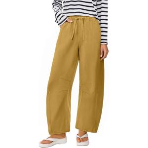 image:imageANRABESS Women Barrel Jeans High Waisted Wide Leg Drawstring Denim Pants Y2K Baggy Loose Fit Trouser Jeans with PocketsLight Khaki