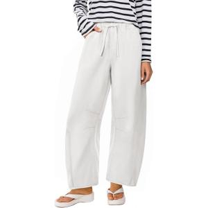 image:imageANRABESS Women Barrel Jeans High Waisted Wide Leg Drawstring Denim Pants Y2K Baggy Loose Fit Trouser Jeans with PocketsWhite