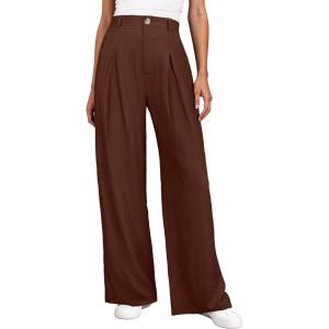 image:imageANRABESS Women Wide Leg Dress Pants 2026 Summer High Waisted Business Casual Work Trousers Dressy Office Palazzo Pants SlacksCoffee