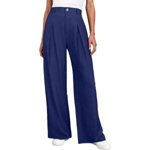 image:imageANRABESS Women Wide Leg Dress Pants 2026 Summer High Waisted Business Casual Work Trousers Dressy Office Palazzo Pants SlacksDeep Blue